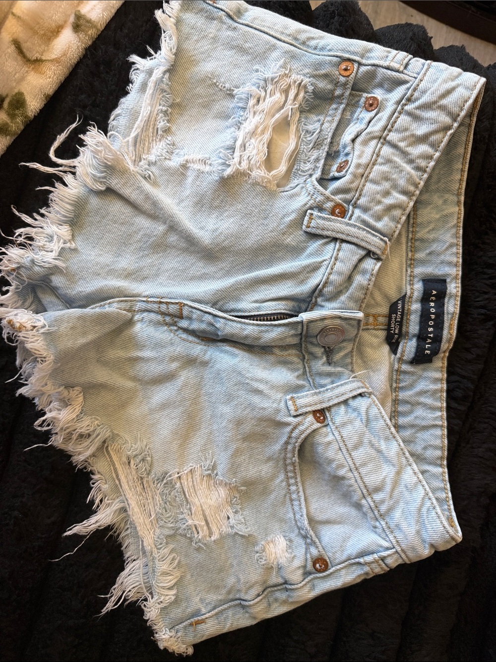Aeropostale Light Wash Distressed Denim Cutoff Shorts